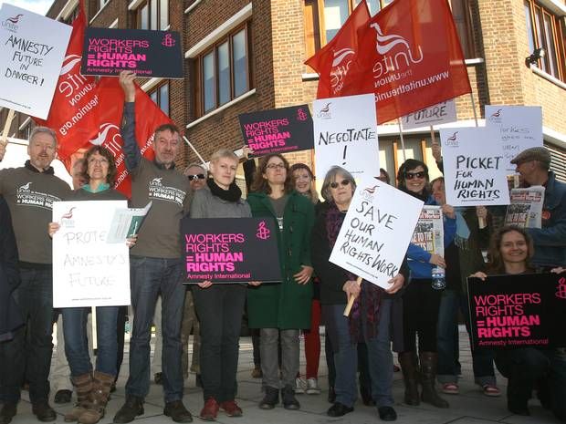 Huelgas en la sede de Amnista Internacional en Londres The Independent