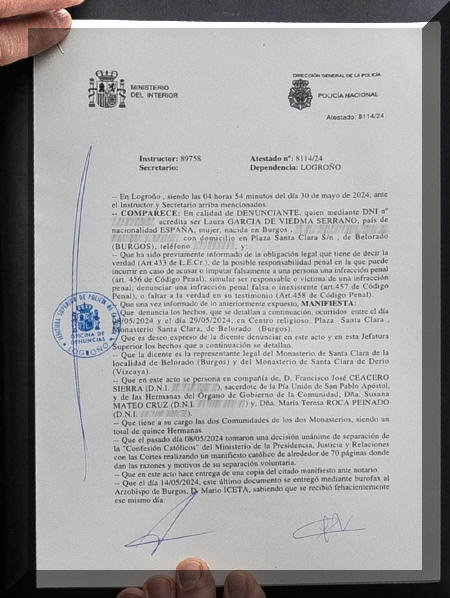Denuncia interpuesta por las clarisas de Belorado. Foto: Alberto Rodrigo, Diario de Burgos.
